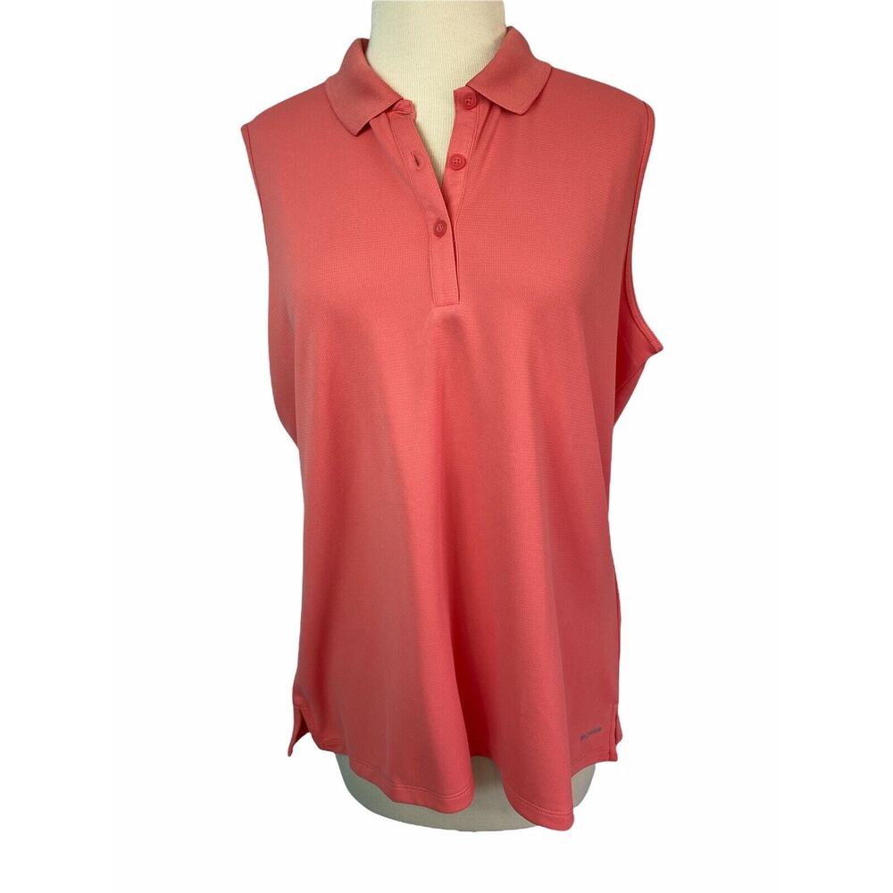 XL Columbia Dry Fit Athletic Sleeveless Polo Blouse Tank‎ Top Coral